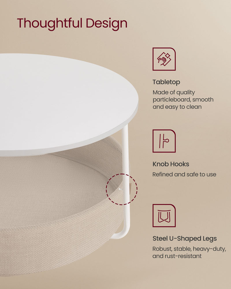 Round Coffee Table with Storage Shelf for Living Room Space Saving Design by Vasagle