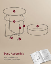 Round Coffee Table with Storage Shelf for Living Room Space Saving Design by Vasagle