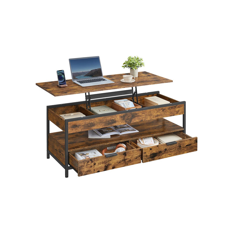 Lift Top Coffee Table with Hidden Storage Rustic Brown and Black Wood Design by Vasagle