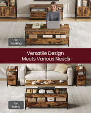 Lift Top Coffee Table with Hidden Storage Rustic Brown and Black Wood Design by Vasagle
