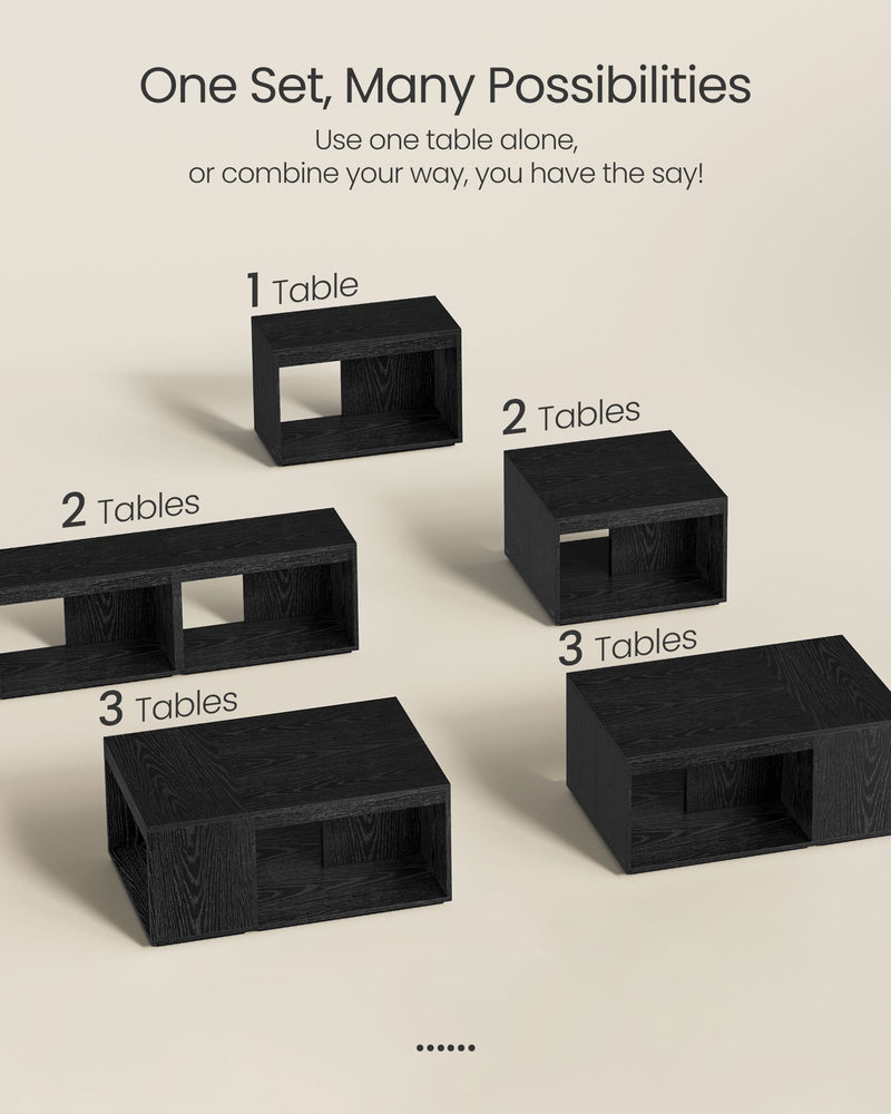 Set of 3 Black Coffee Tables Customisable Nesting Design for Living Room by Vasagle