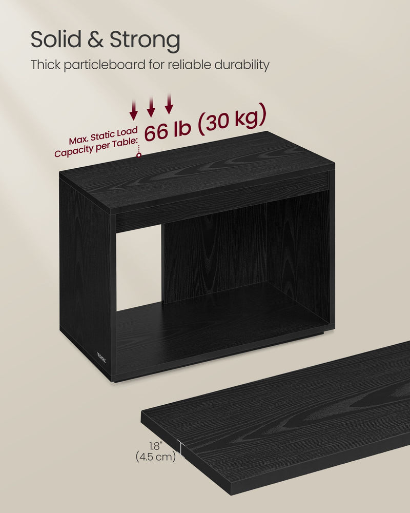 Set of 3 Black Coffee Tables Customisable Nesting Design for Living Room by Vasagle