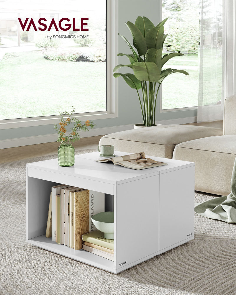 Set of 3 White Customisable Coffee Tables for Living Room or Lounge by Vasagle