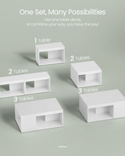 Set of 3 White Customisable Coffee Tables for Living Room or Lounge by Vasagle