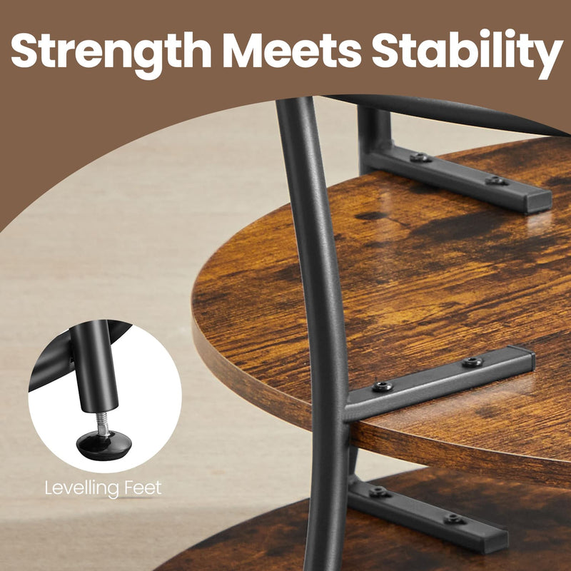 Round Coffee Table with Storage Shelf for Living Room and Lounge by Vasagle