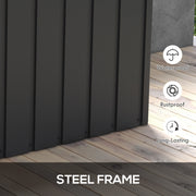 450L Garden Storage Box with Wheels Easy Access Galvanised Steel Outdoor Chest, Dark Grey