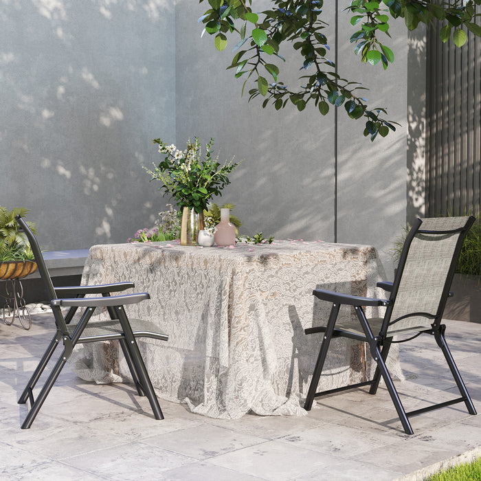 Set of Two Folding Outdoor Chairs Black and Grey Lightweight and Portable by Outsunny