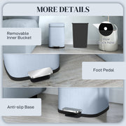 Light Blue 12L Metal Kitchen Bin with Modern Boxy Design by HOMCOM