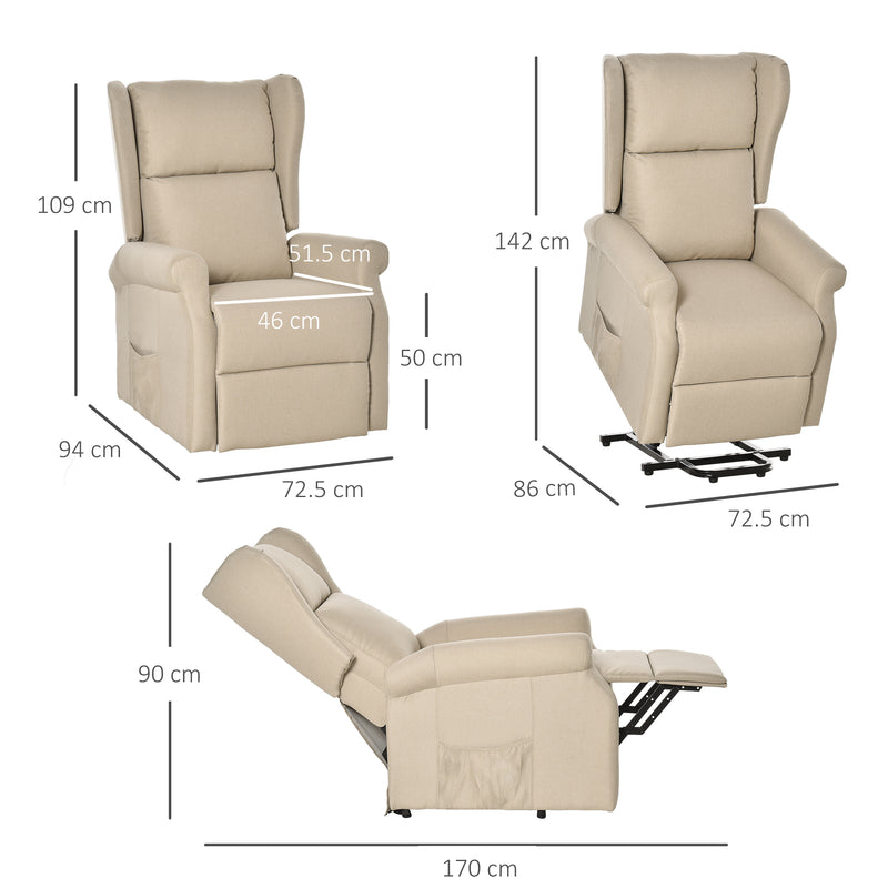 Electric Recliner Armchair With Power Lift and Footrest for Elderly Comfort Beige
