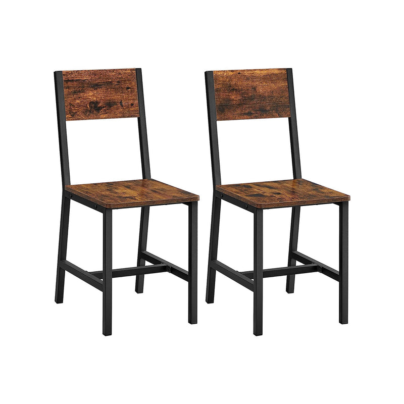 Set of 2 Industrial Dining Chairs with Steel Frame for Kitchen or Dining Room by Vasagle