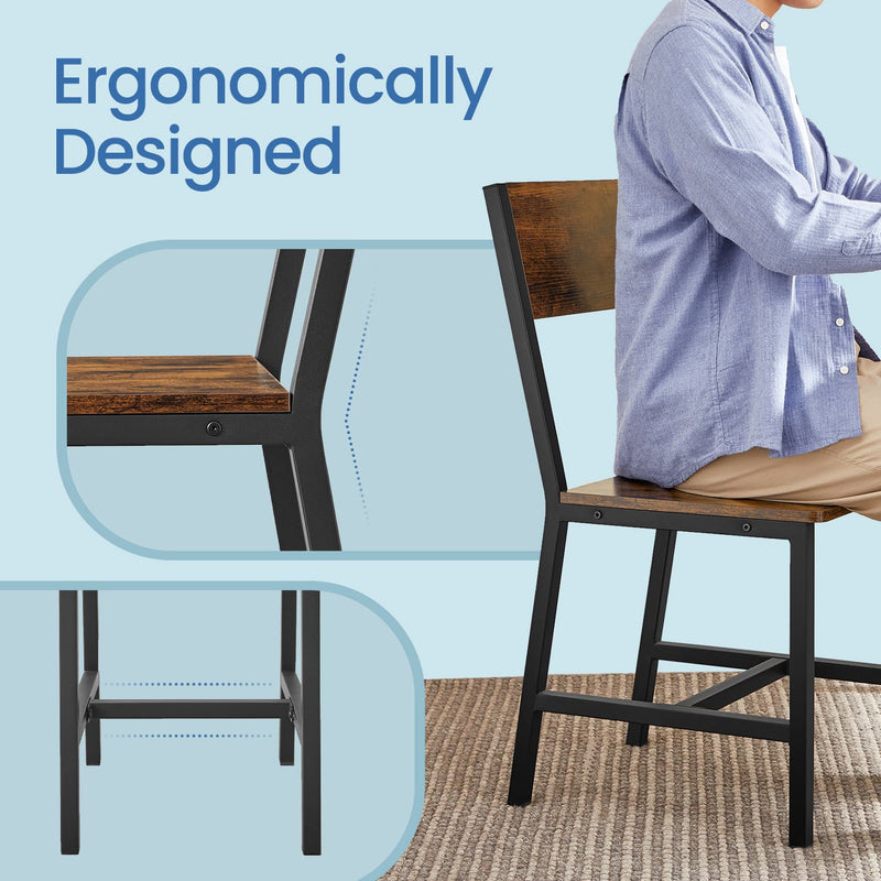 Set of 2 Rustic Dining Chairs for Kitchen or Dining Room by Vasagle