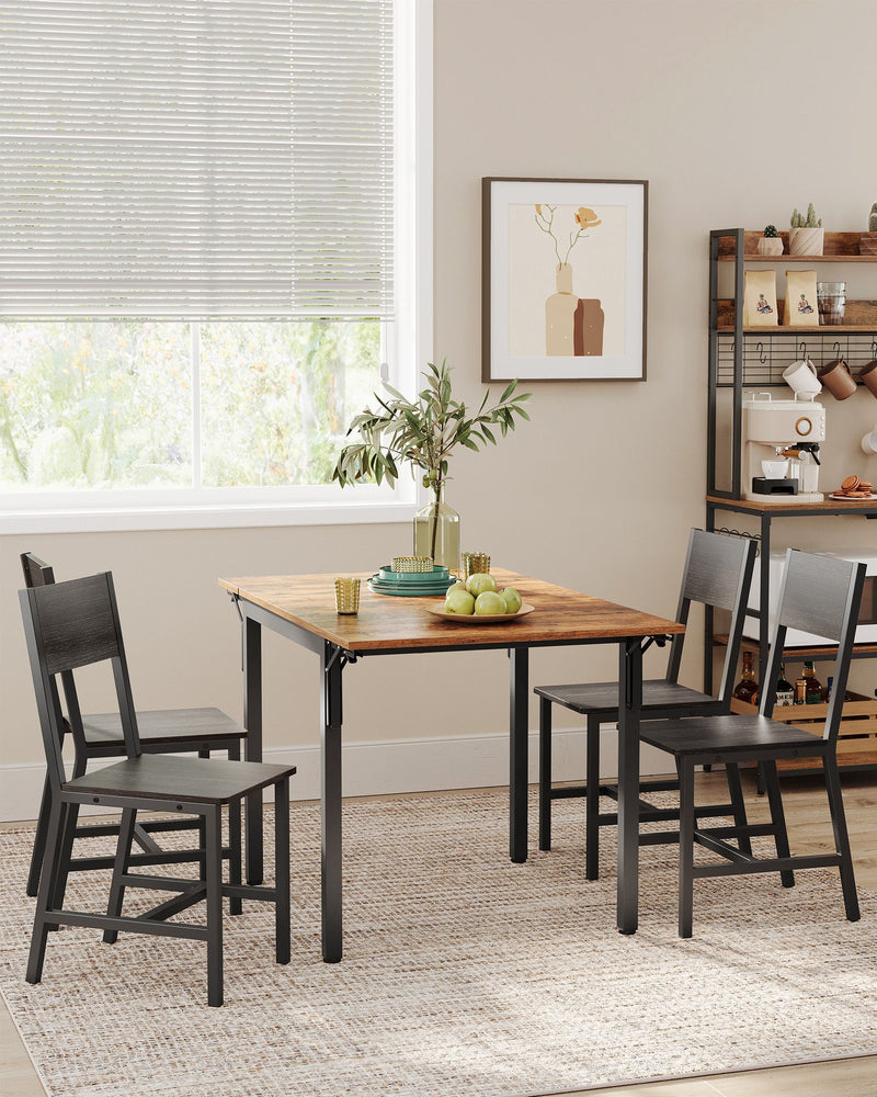 Set of 2 Dining Chairs in Charcoal Grey and Ink Black by Vasagle
