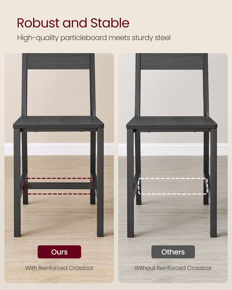 Set of 2 Dining Chairs in Charcoal Grey and Ink Black by Vasagle