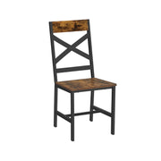 Rustic Brown and Black Industrial Dining Chairs Set of 2 with Steel Frame by Vasagle