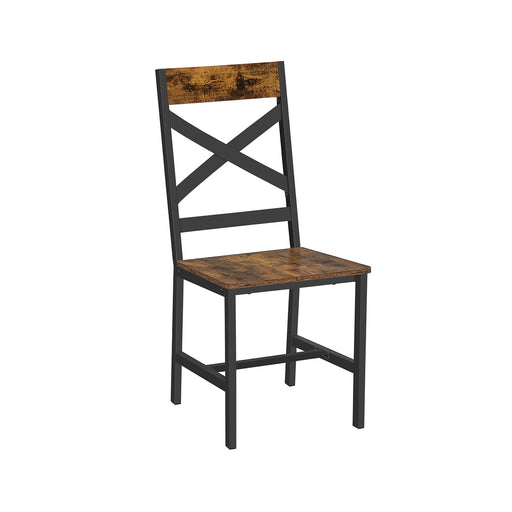 Rustic Brown and Black Industrial Dining Chairs Set of 2 with Steel Frame by Vasagle