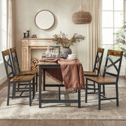 Rustic Brown and Black Industrial Dining Chairs Set of 2 with Steel Frame by Vasagle