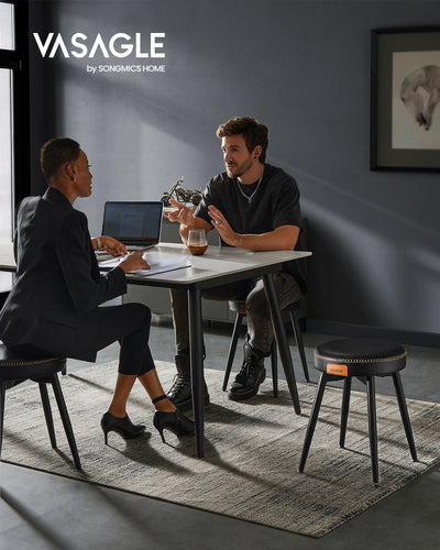 Set of 2 Upholstered Dining Chairs in Ink Black Modern Comfortable Seating by Vasagle