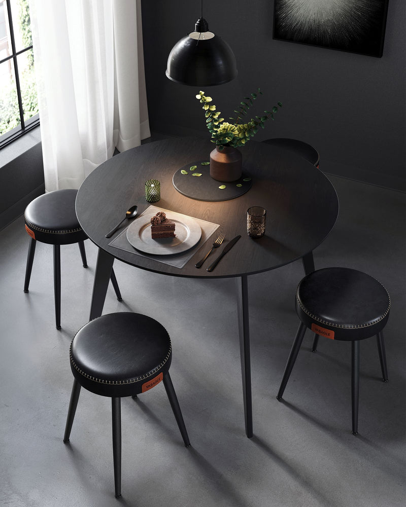 Set of 2 Upholstered Dining Chairs in Ink Black Modern Comfortable Seating by Vasagle