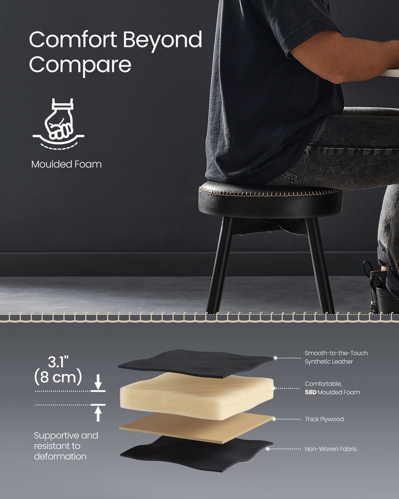 Set of 2 Upholstered Dining Chairs in Ink Black Modern Comfortable Seating by Vasagle
