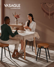 Set of 2 Upholstered Caramel Brown Dining Chairs with Cushioned Seats by Vasagle