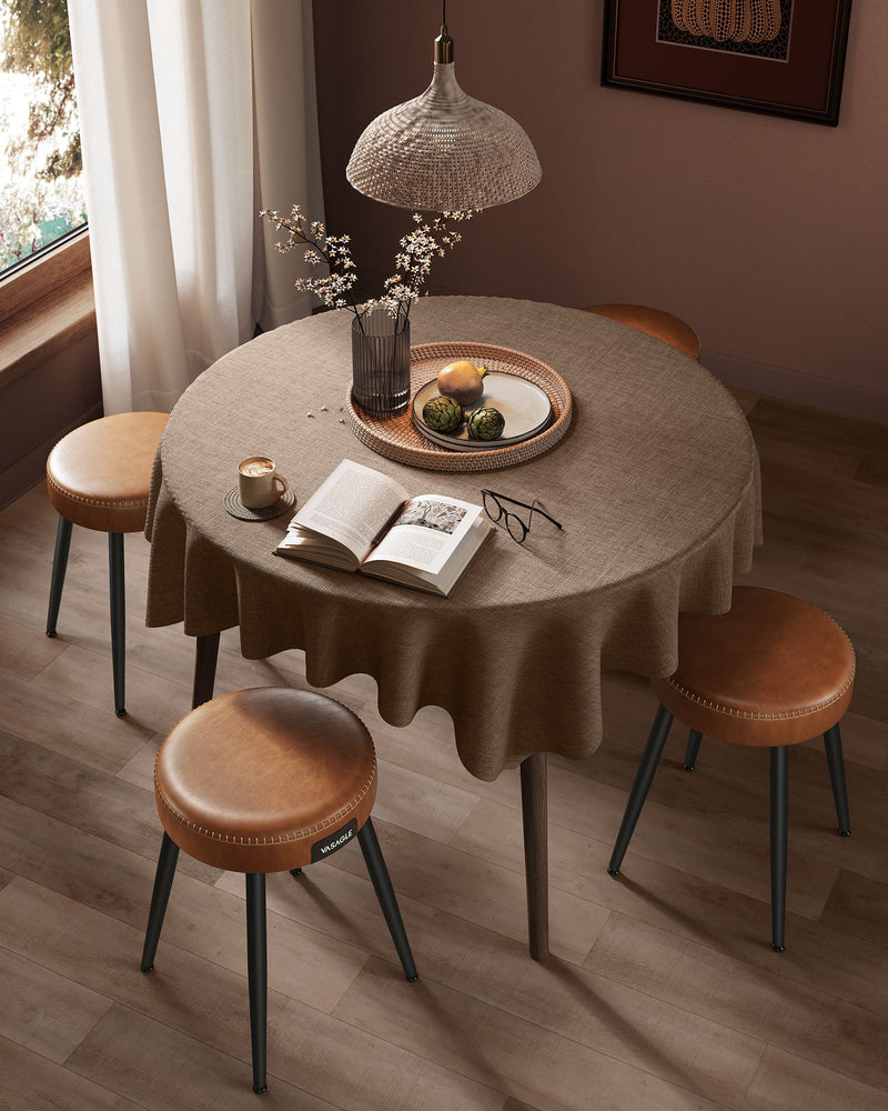 Caramel Brown Upholstered Dining Chair with Cushioned Seat and Modern Design by Vasagle