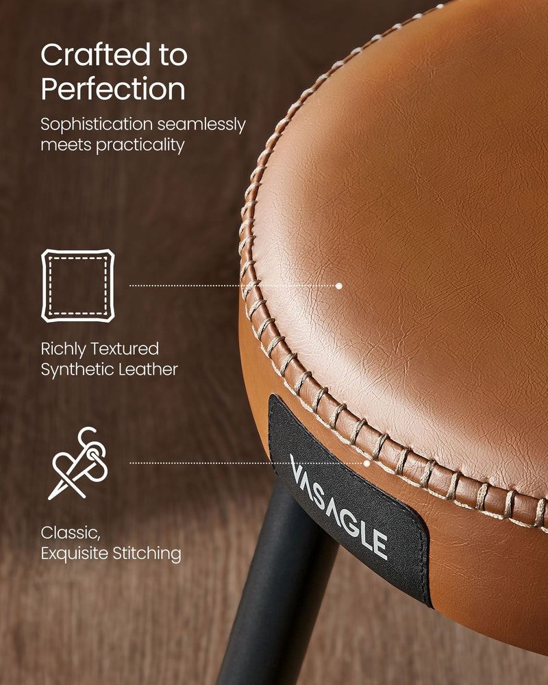 Caramel Brown Upholstered Dining Chair with Cushioned Seat and Modern Design by Vasagle