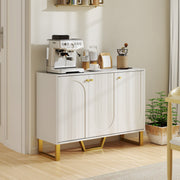 White 3 Door Sideboard Storage Cabinet with Adjustable Shelves and Modern Design