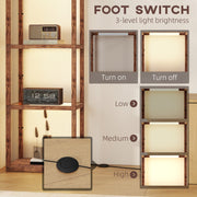 LED Floor Lamp with 4 Glass Shelves Dimmable Tall Light for Living Room Rustic Brown