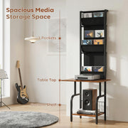 Record Player Stand with Vinyl and CD Storage for Organised Music Area Rustic Brown AOSOM