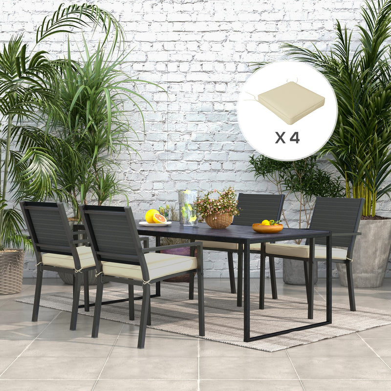 Beige 4 Piece Patio Chair Cushion Set with Ties Ideal for Garden or Indoor Seating