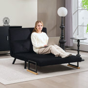 Black 4 in 1 Velvet Feel Double Sofa Bed with Pillows by HOMCOM