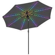 LED Garden Parasol with Adjustable UPF 50+ Shade and Solar Lighting for Day and Night Use Outsunny