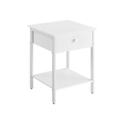 White Bedside Table with Drawer and Open Shelf for Bedroom Storage by Vasagle