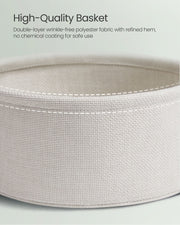 Laurel Green and Cream White Round Side Table with Storage Basket for Living Room by Songmics