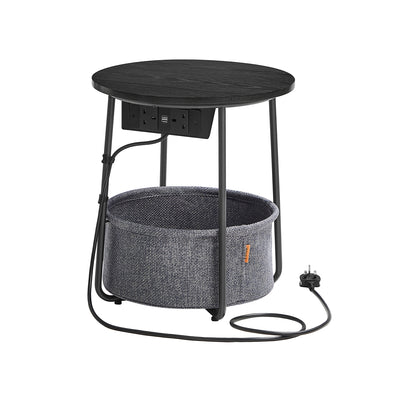 Round Side Table in Ebony Black and Slate Grey for Living Room or Bedroom by Vasagle