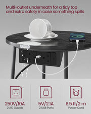 Round Side Table in Ebony Black and Slate Grey for Living Room or Bedroom by Vasagle