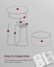 Round Side Table in Ebony Black and Slate Grey for Living Room or Bedroom by Vasagle