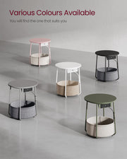 Round Side Table in Ebony Black and Slate Grey for Living Room or Bedroom by Vasagle