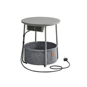 Round Side Table in Dove Grey and Slate Grey with Storage Shelf by Vasagle
