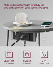 Round Side Table in Dove Grey and Slate Grey with Storage Shelf by Vasagle