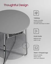 Round Side Table in Dove Grey and Slate Grey with Storage Shelf by Vasagle