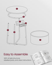 Round Side Table in Dove Grey and Slate Grey with Storage Shelf by Vasagle