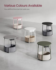 Round Side Table in Dove Grey and Slate Grey with Storage Shelf by Vasagle