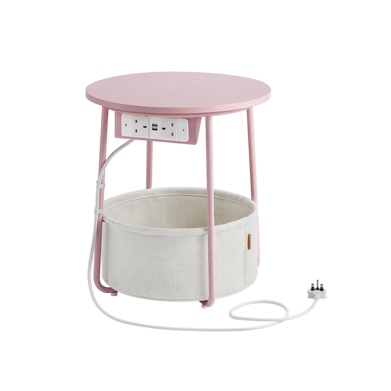 Round Side Table in Jelly Pink and Cream White for Bedroom or Living Room by Vasagle