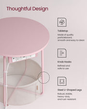 Round Side Table in Jelly Pink and Cream White for Bedroom or Living Room by Vasagle