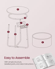 Round Side Table in Jelly Pink and Cream White for Bedroom or Living Room by Vasagle