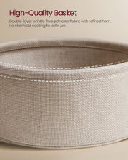 White Round Side Table with Fabric Storage Basket & Built In Power Outlets by Vasagle VASAGLE