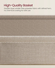 White and Camel Brown Square Side Table with Storage Basket for Living Room by Vasagle