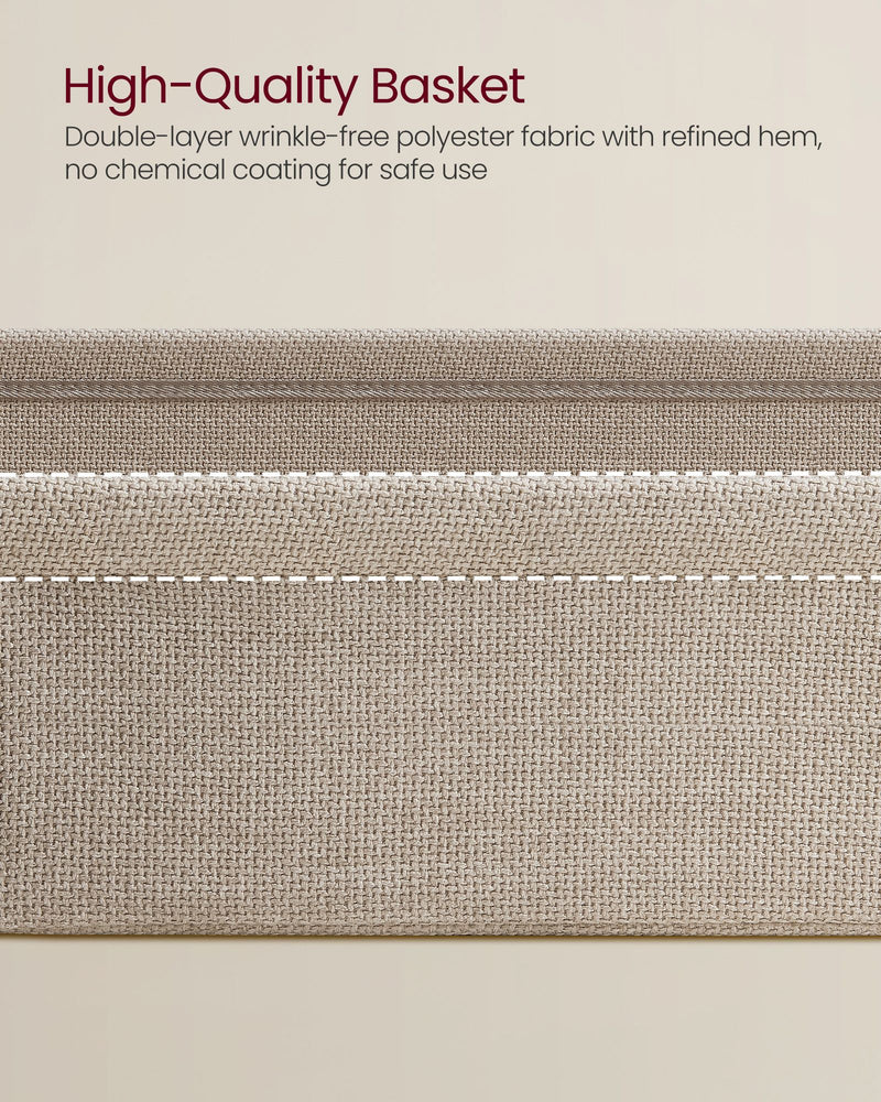 Rectangular Side Table Matte White and Camel Brown with Storage for Living Room by Vasagle