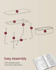 Rectangular Side Table Matte White and Camel Brown with Storage for Living Room by Vasagle